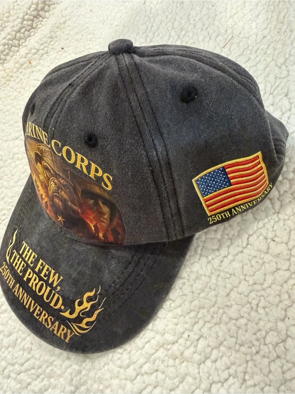 Marine Corps 250th Anniversary Cap - Gray with Gold Accent